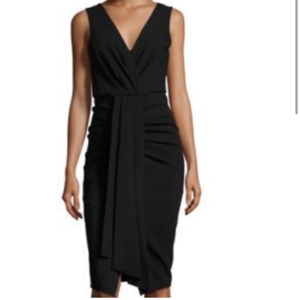 Kobi Halperin Sleeveless Black Drape Sheath Dress